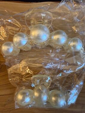 Set of Two Pearl-Style Beaded Hair Claw Clips - Iridescent White NWT